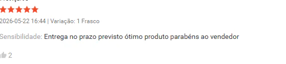 Avaliação na Shopee destacando entrega no prazo e qualidade