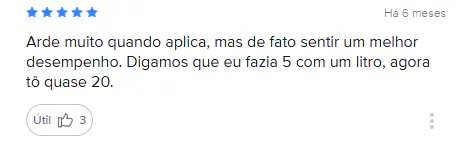 Avaliação 5 estrelas no Mercado Livre relatando melhor desempenho após usar o produto.