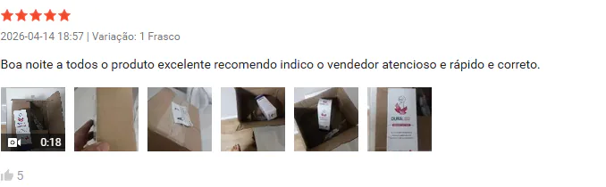 Avaliação 5 estrelas na Shopee recomendando o produto e o vendedor.
