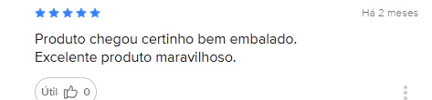Avaliação 5 estrelas no Mercado Livre: produto chegou certinho, bem embalado e excelente.
