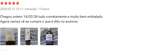 Avaliação 5 estrelas na Shopee dizendo que chegou corretamente e bem embalado.